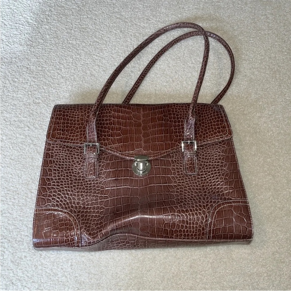 Liz Claiborne Women’s Brown (faux) Gator Pattern Briefcase
